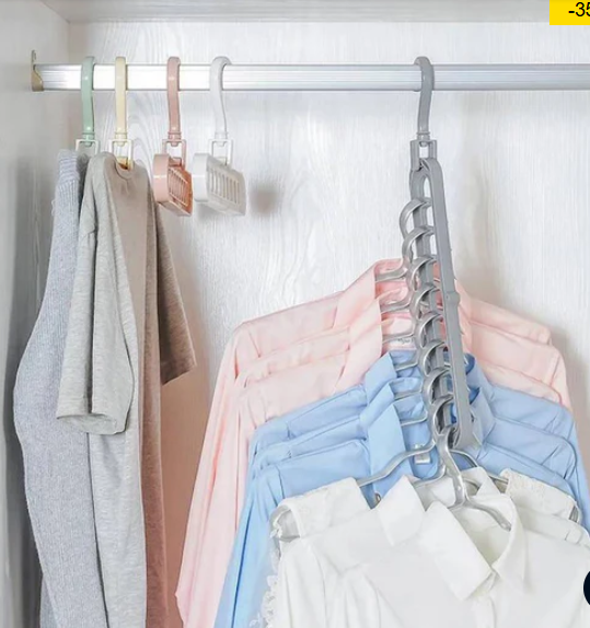 ✅Pack Of 5 Hangers ✅360 Rotating 9-Hole Magic Hanger - Multi-Function Space Saving Drying Clothes Storage Hanger